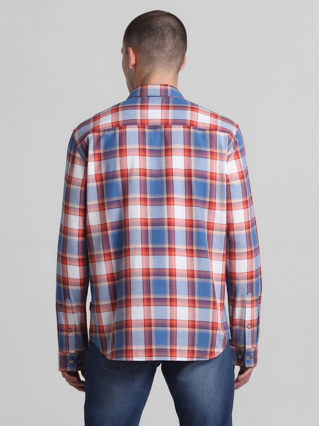 Blue Check Print Full Sleeves Shirt