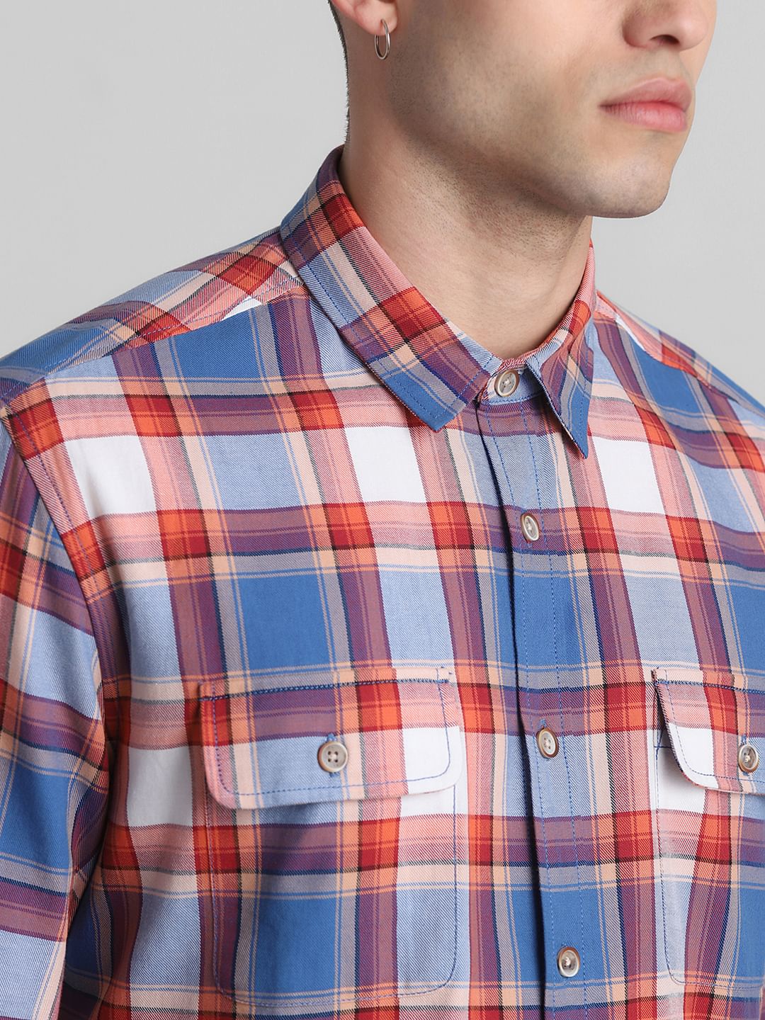 Blue Check Print Full Sleeves Shirt