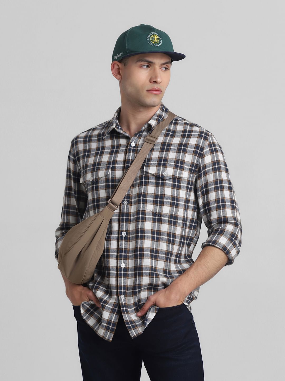 White Check Full Sleeves Shirt - S