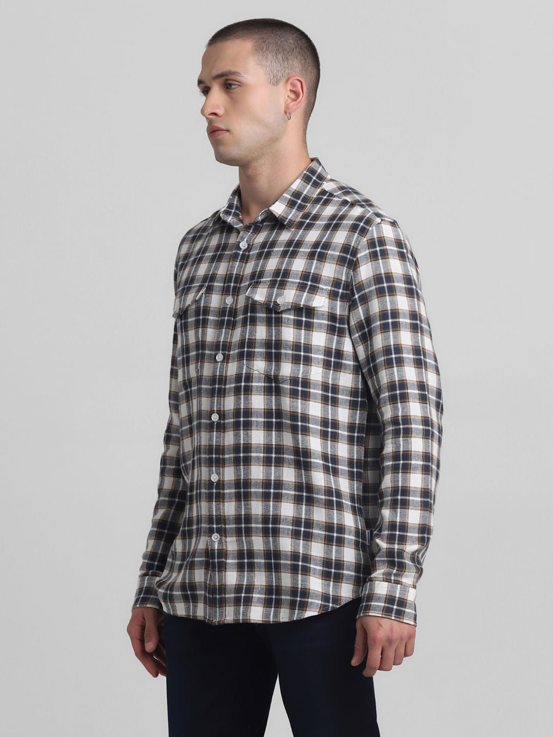 White Check Full Sleeves Shirt