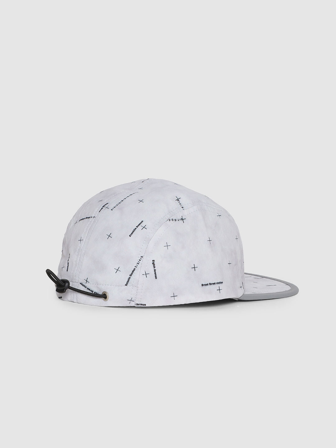 Grey Graphic Print Five Panel Cap