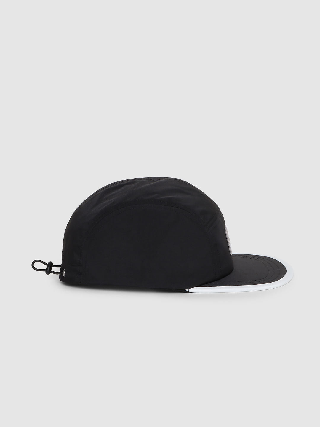 Black Logo Print Five Panel Cap