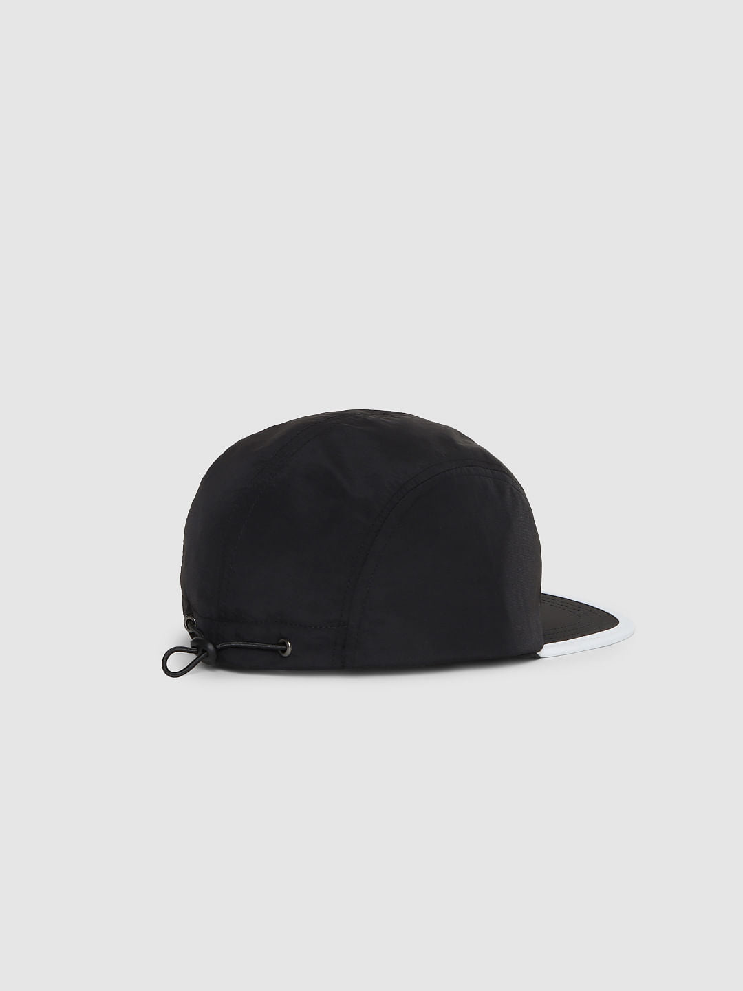 Black Logo Print Five Panel Cap