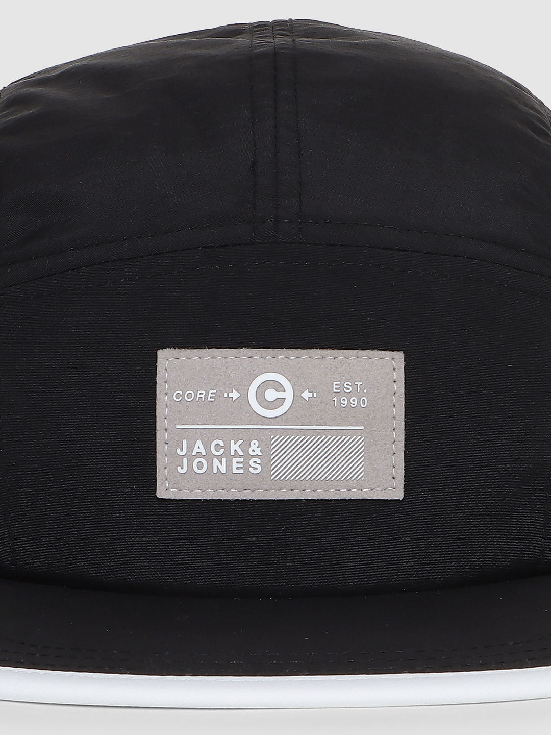 Black Logo Print Five Panel Cap