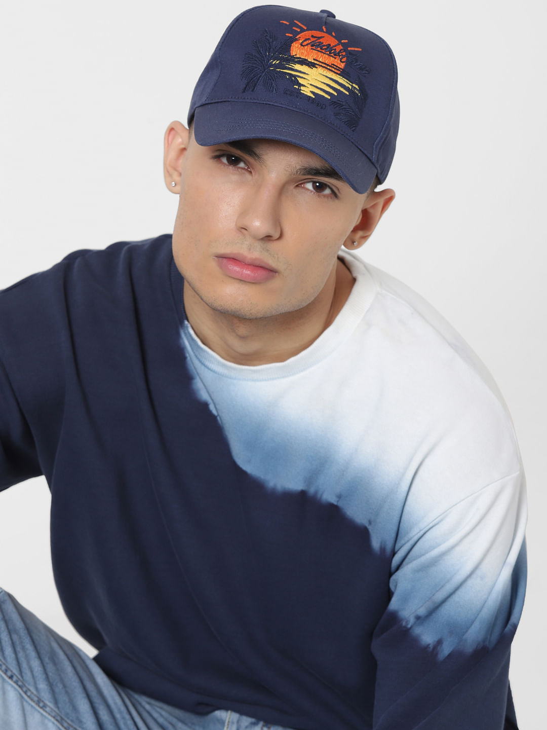 Blue Logo Print Baseball Cap - ONE