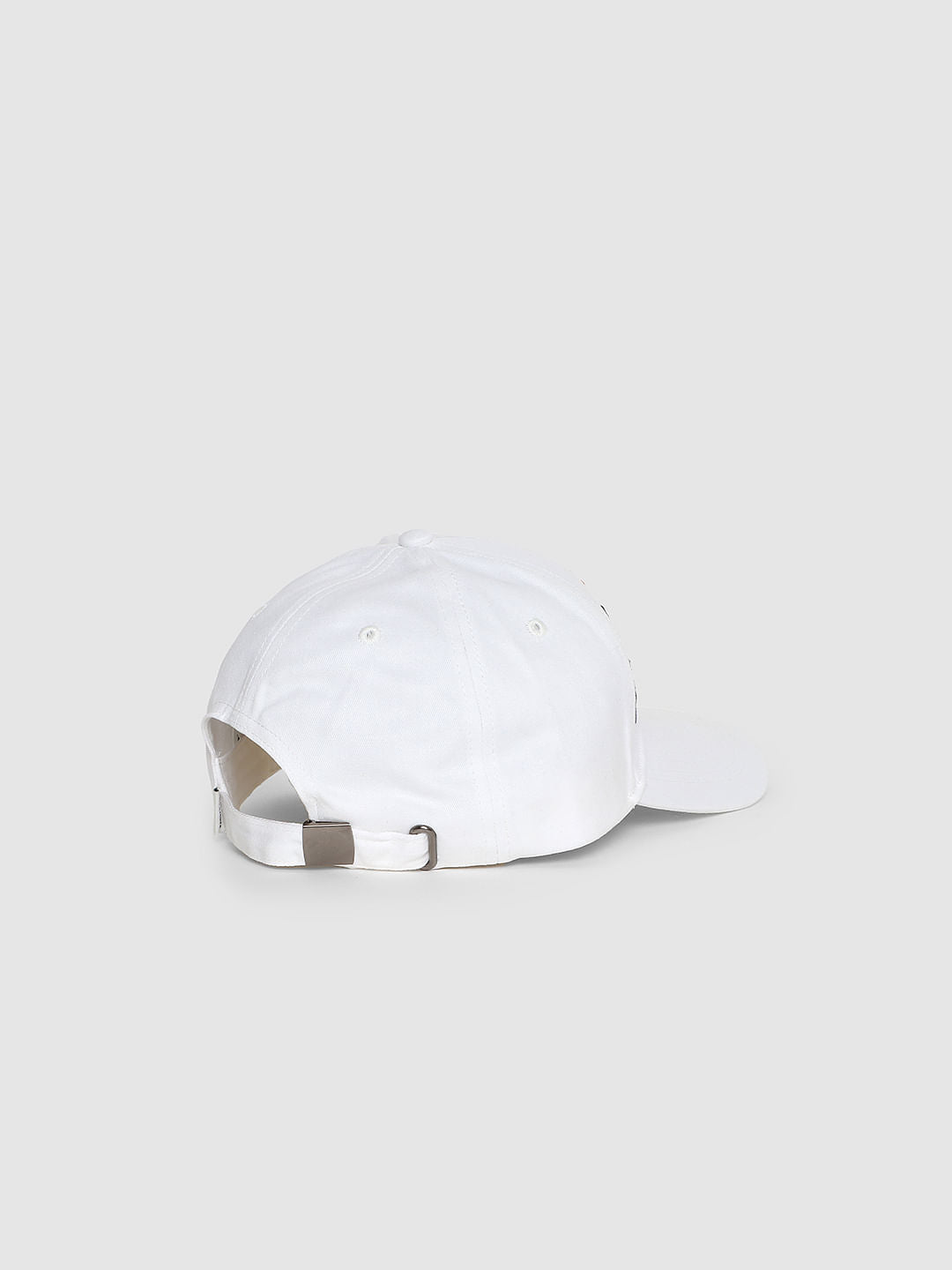 White Logo Print Baseball Cap