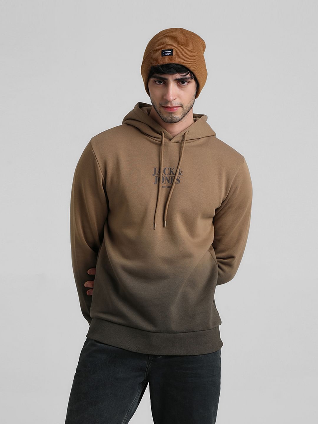 Brown Ombre Logo Print Sweatshirt - S