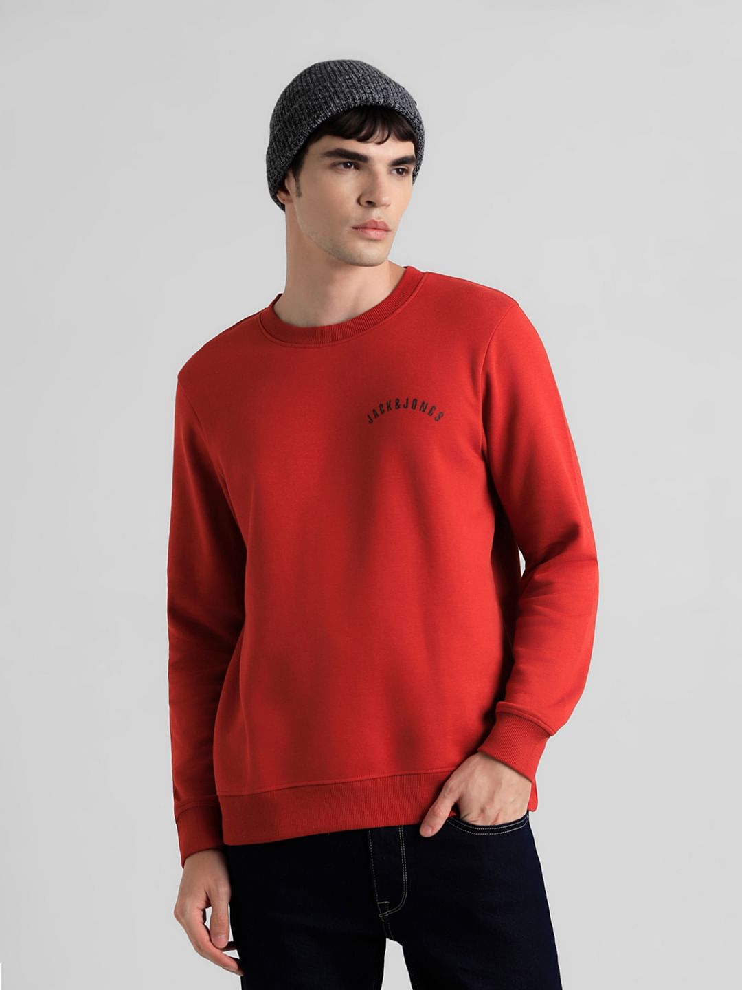 Red Logo Text Print Sweatshirt - S