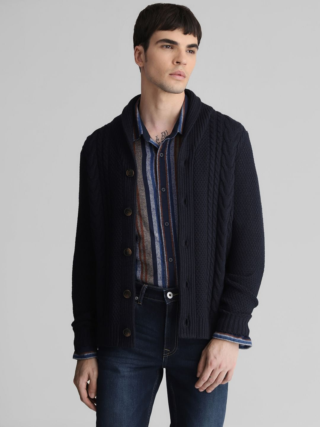 Dark Blue Knitted Cardigan