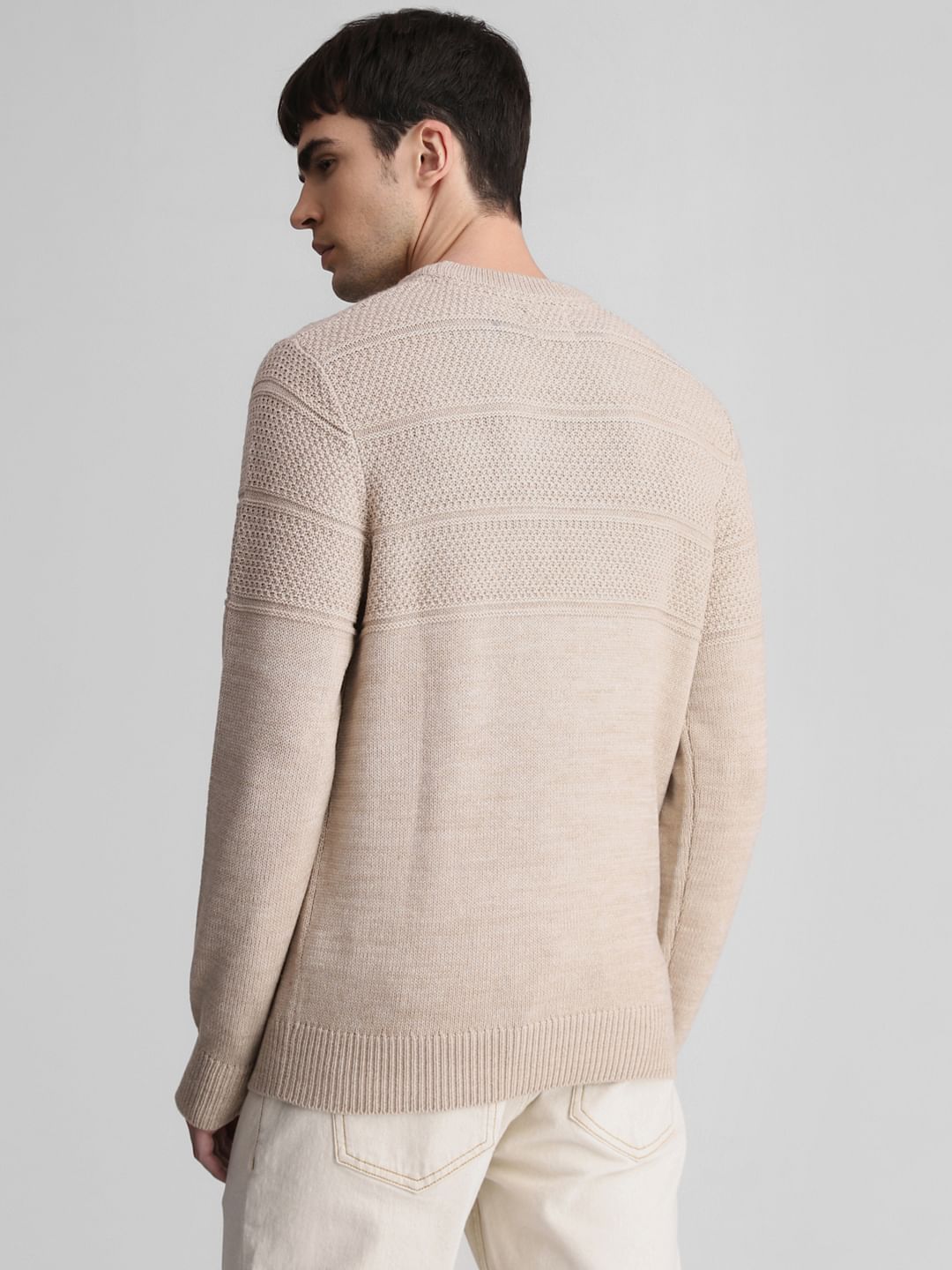 Beige Knit Crew Neck Sweater
