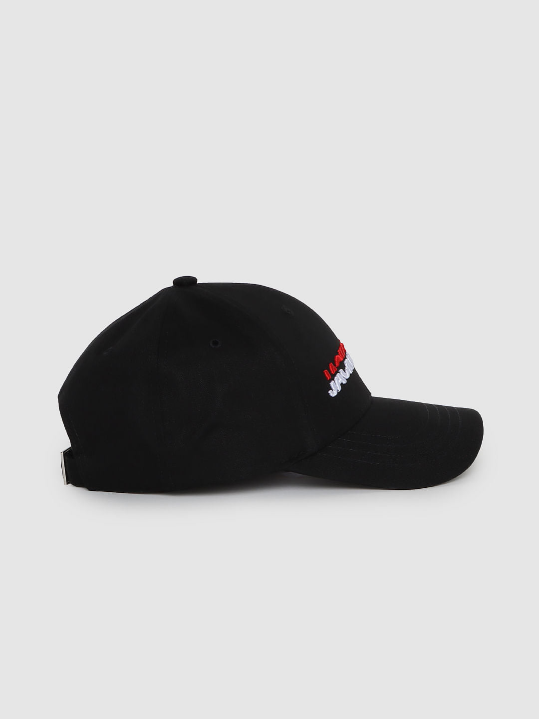 Black Logo Print Baseball Cap