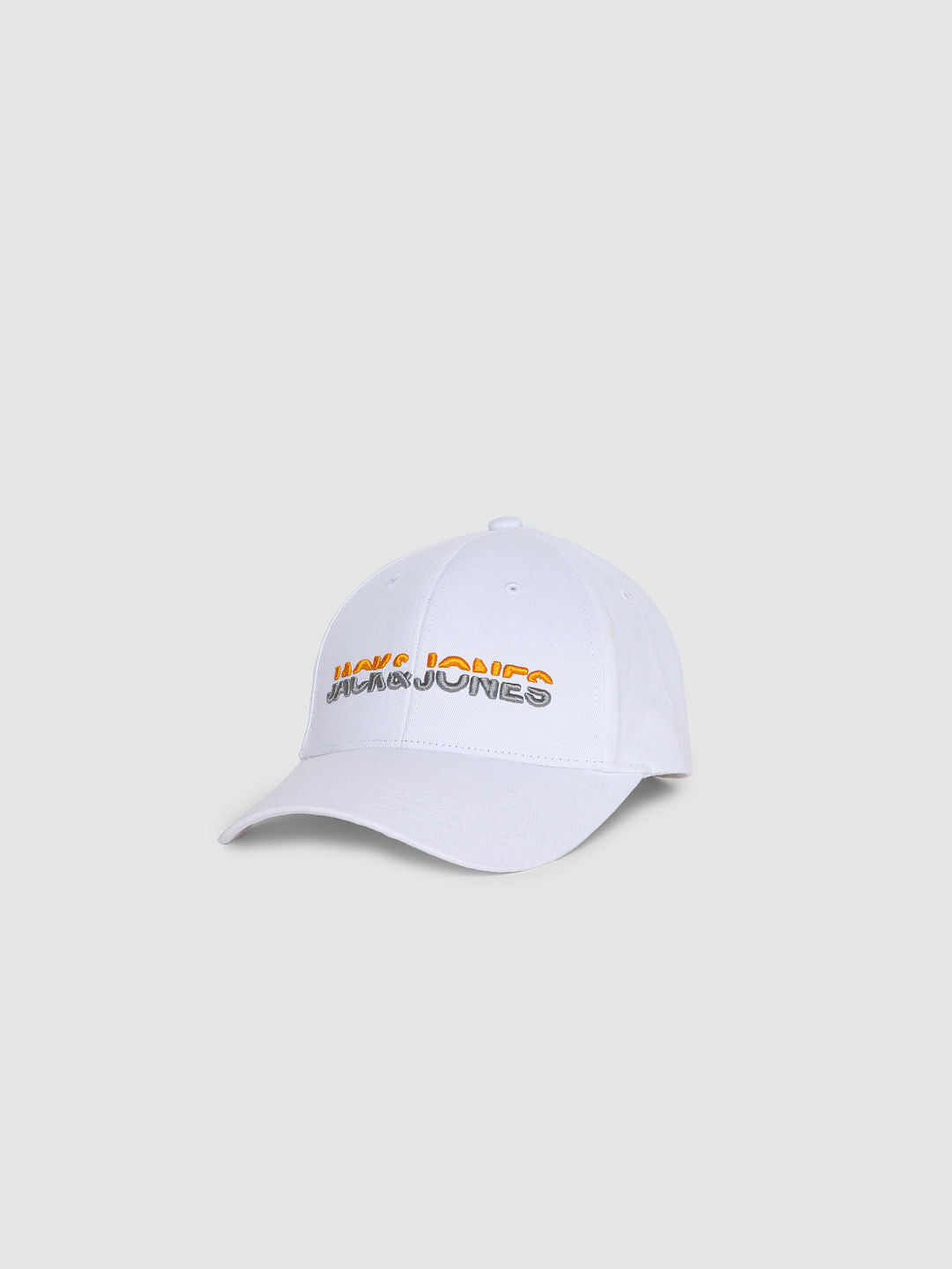 White Logo Print Baseball Cap