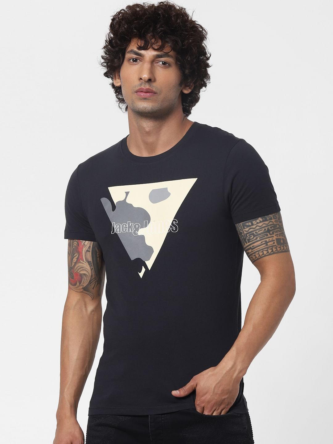 Black Logo Print Crew Neck T-shirt