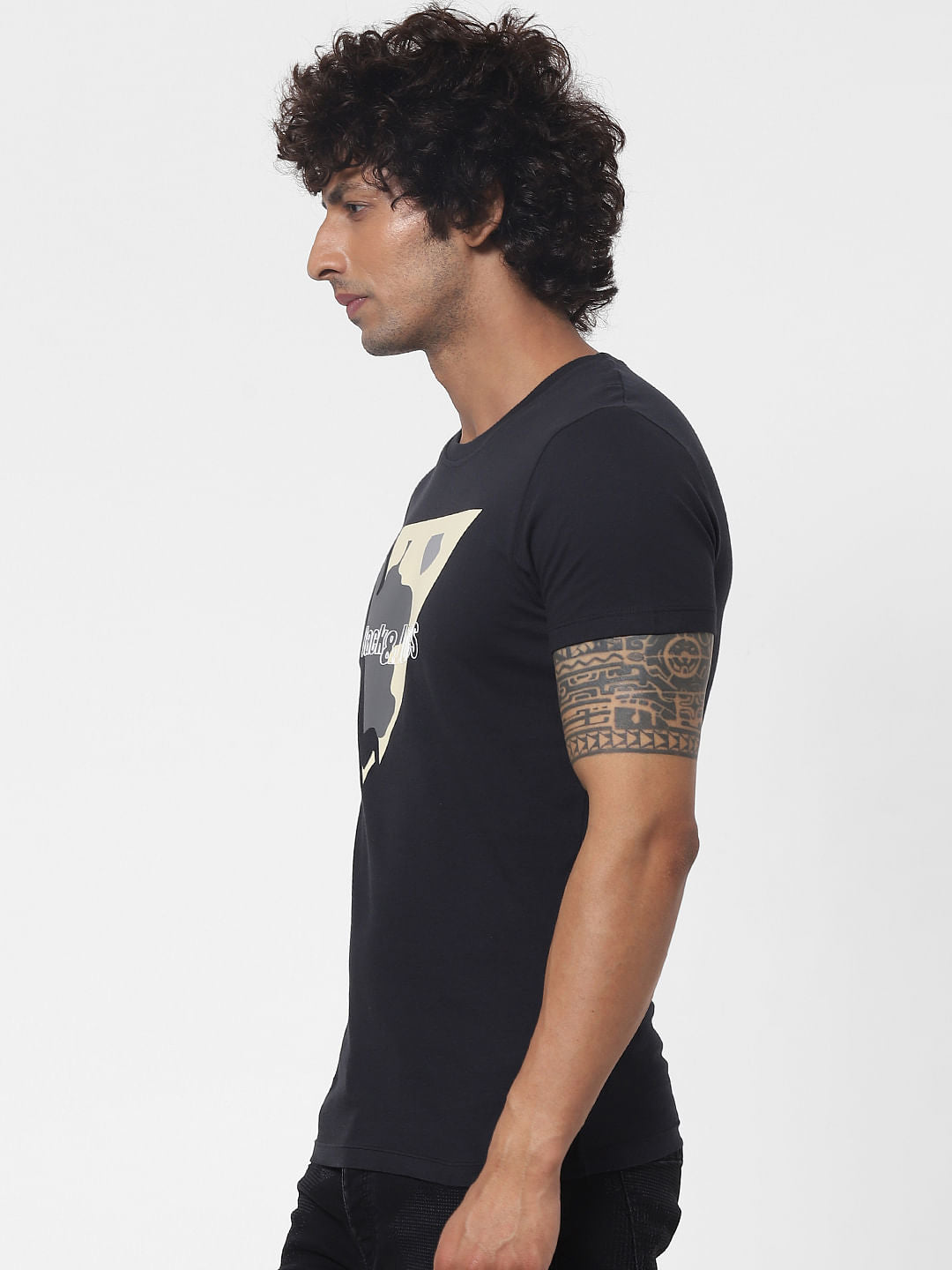 Black Logo Print Crew Neck T-shirt