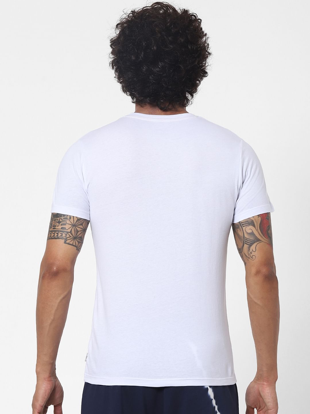 White Logo Print Crew Neck T-shirt