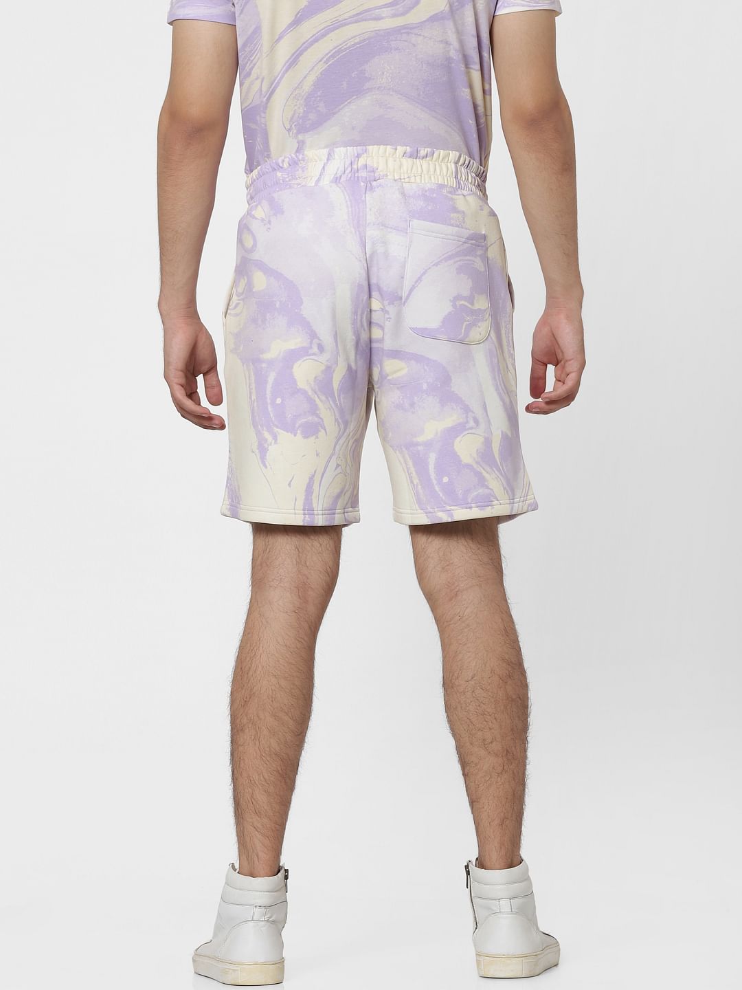 Purple Mid Rise Tie Dye Sweatshorts
