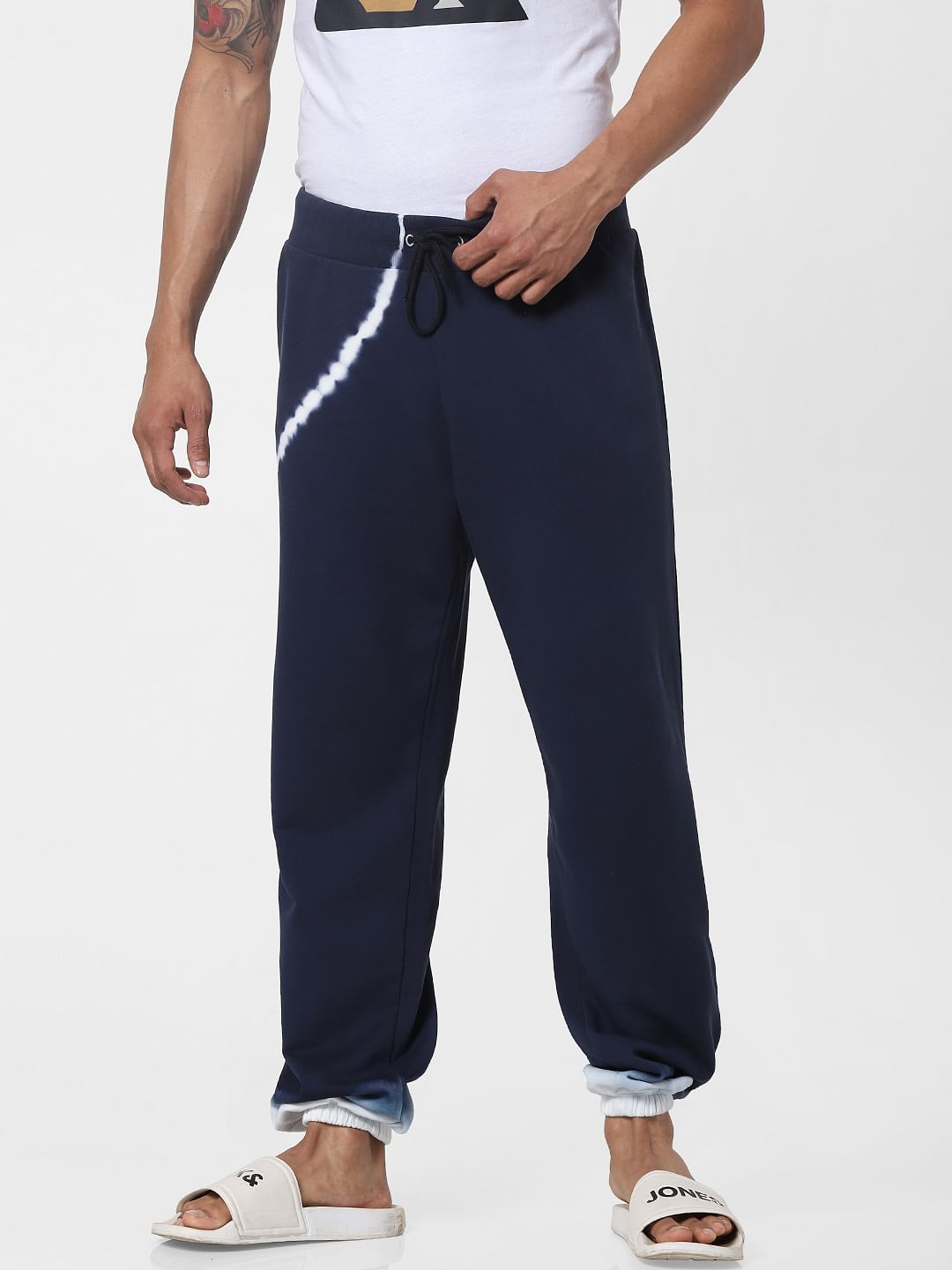 Blue Mid Rise Tie Dye Sweatpants