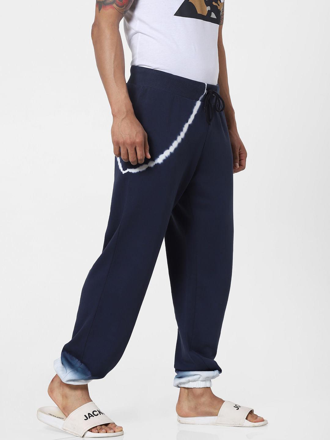 Blue Mid Rise Tie Dye Sweatpants