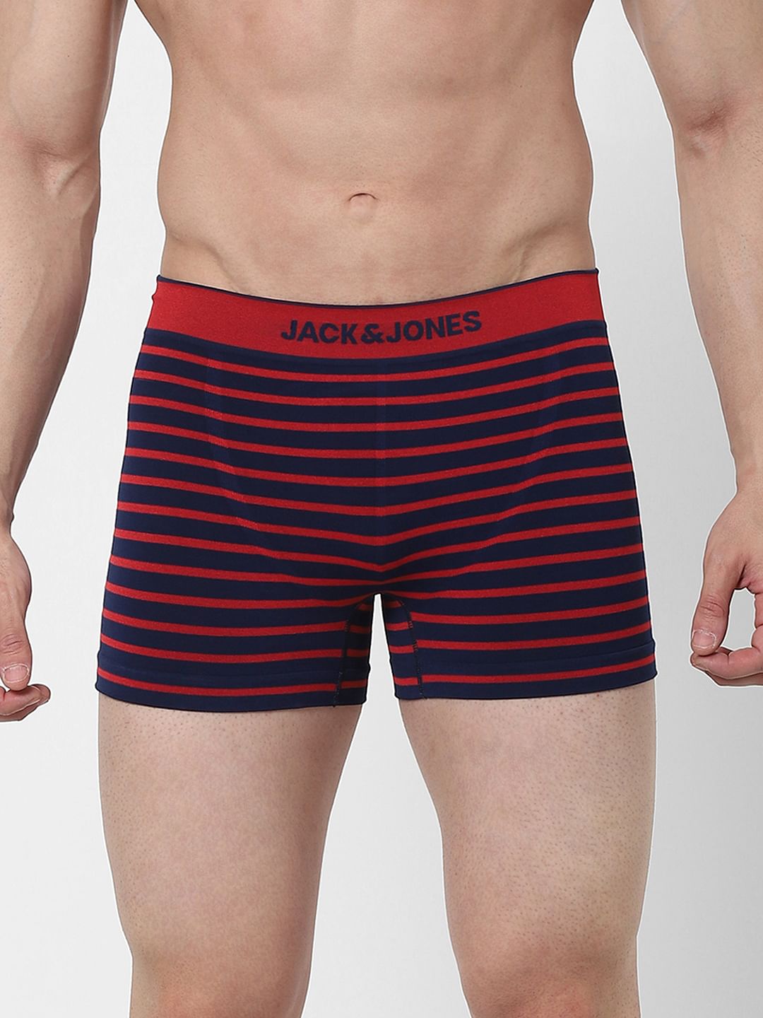Red Striped Seamless Trunks - M