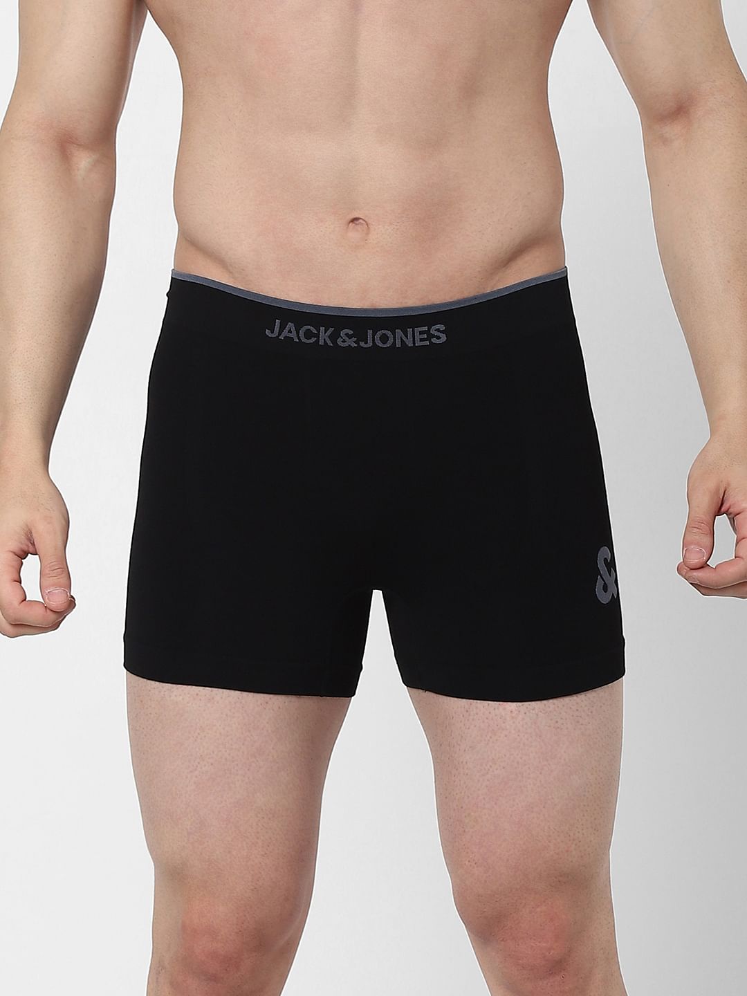 Black Logo Print Seamless Trunks - M