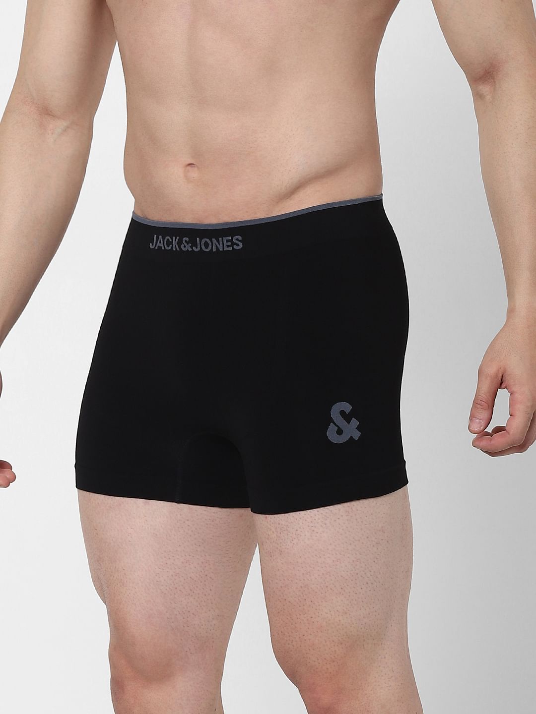 Black Logo Print Seamless Trunks