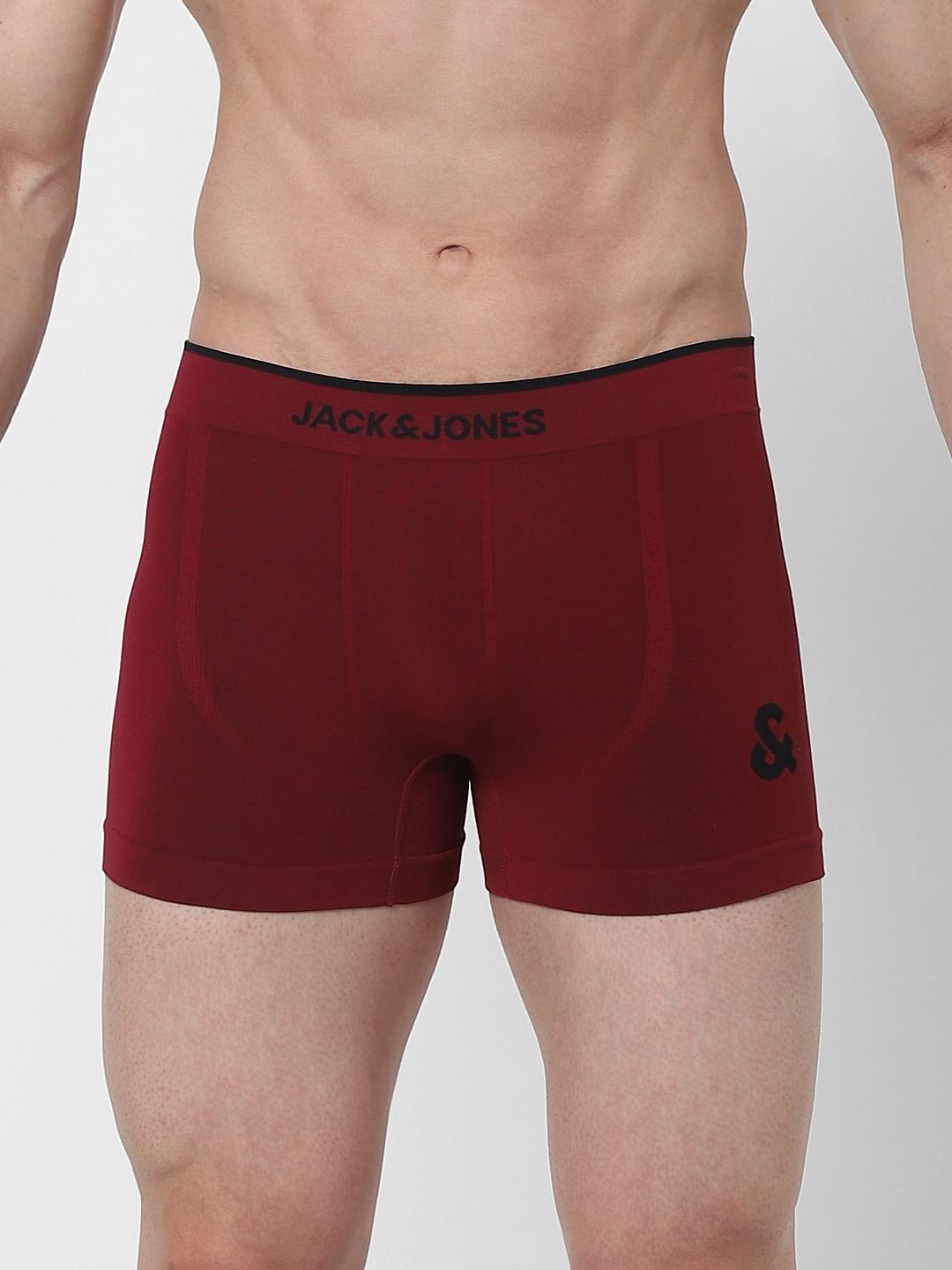 Red Logo Print Seamless Trunks - M
