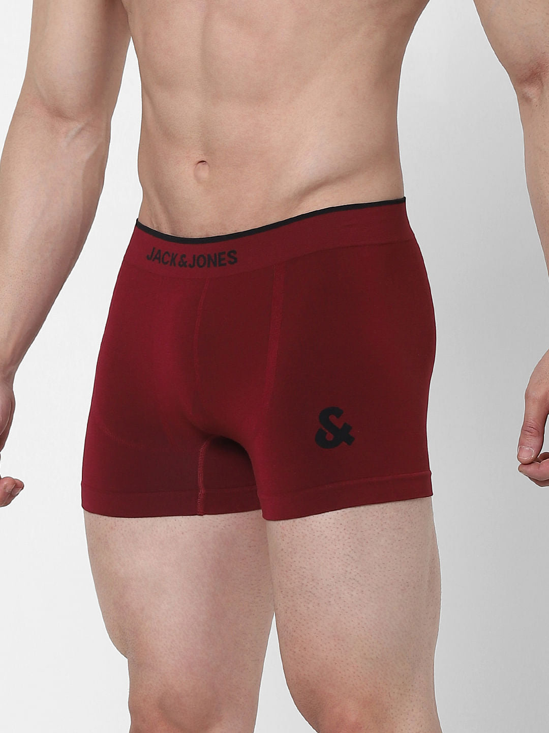 Red Logo Print Seamless Trunks