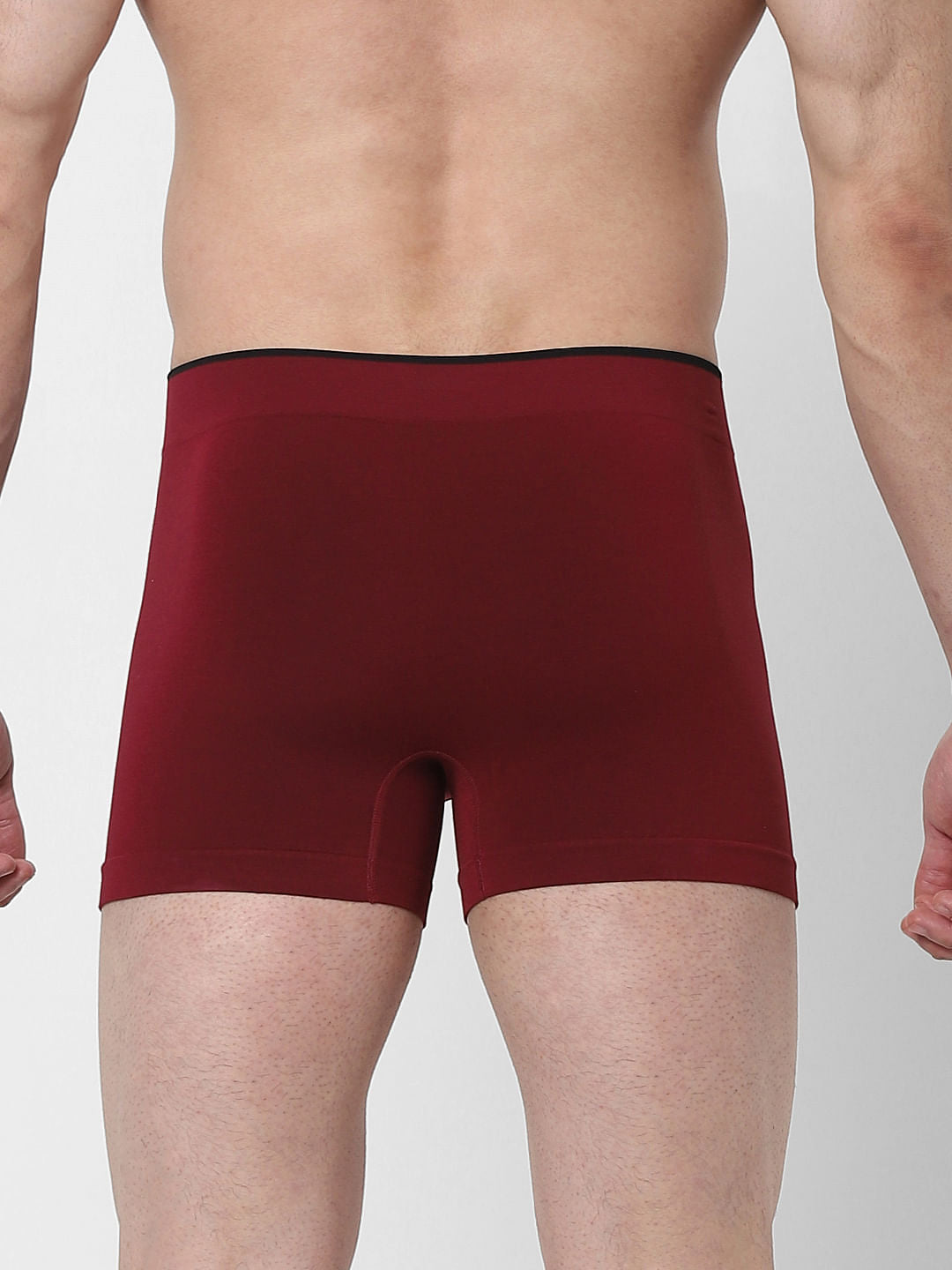 Red Logo Print Seamless Trunks