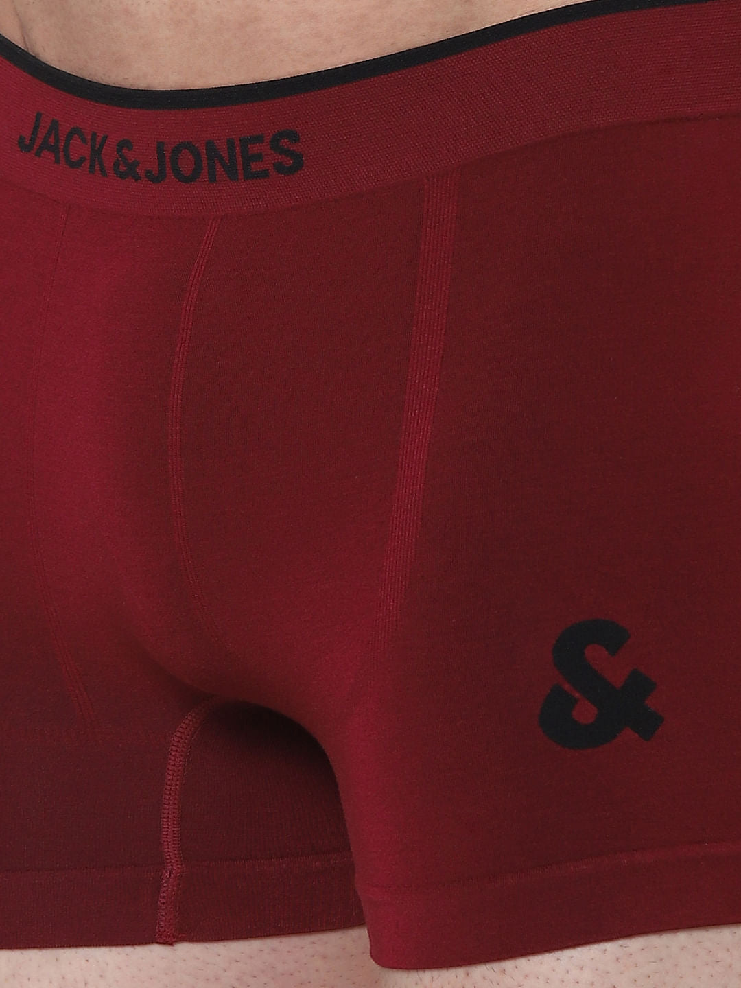 Red Logo Print Seamless Trunks