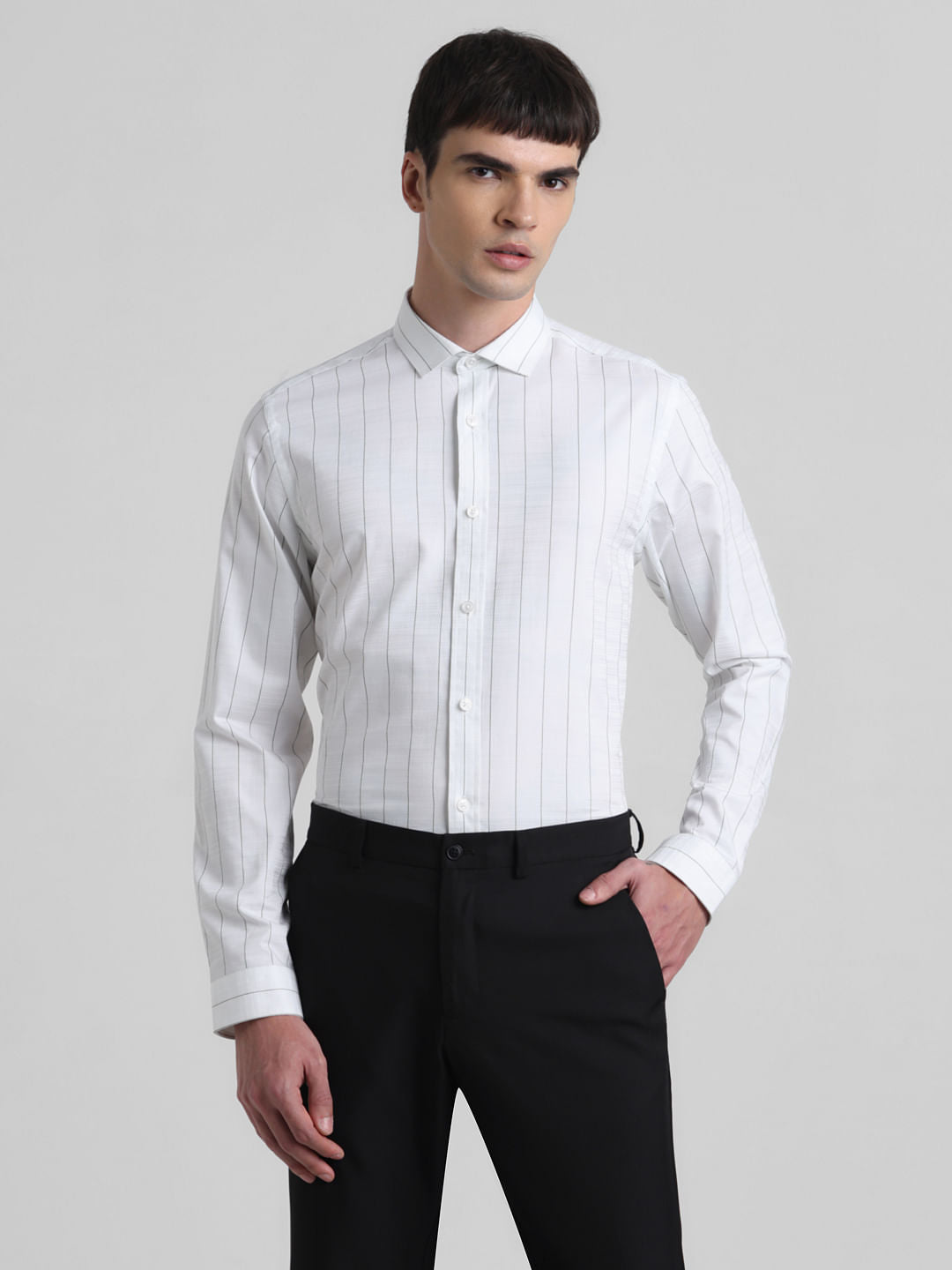 White Striped Dobby Cotton Shirt