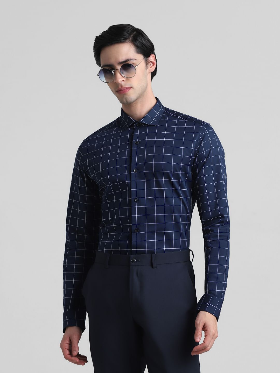 Blue Check Full Sleeves Shirt - S