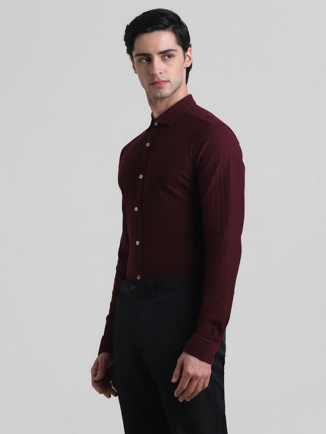 Maroon Chevron Print Knitted Shirt