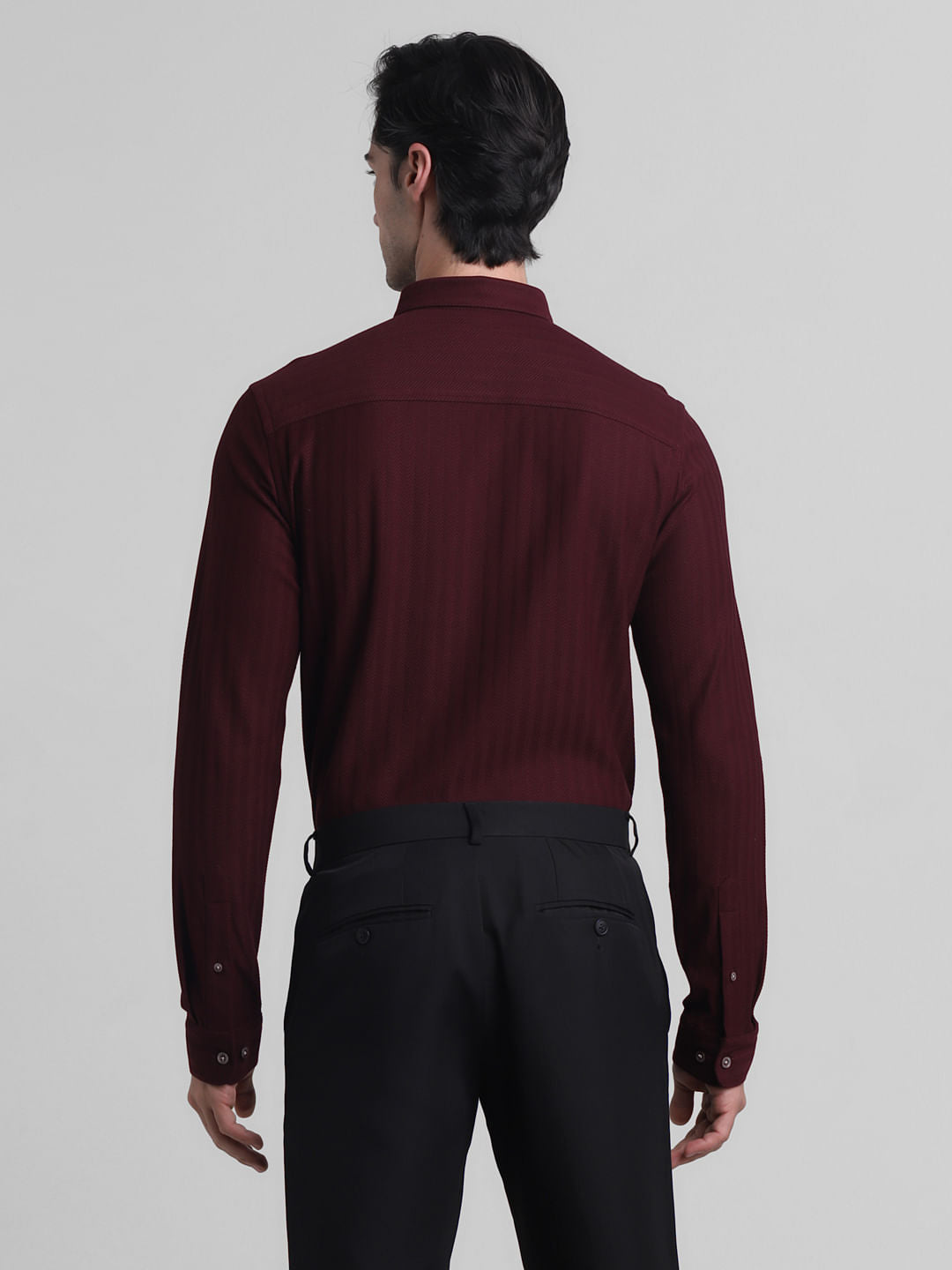 Maroon Chevron Print Knitted Shirt
