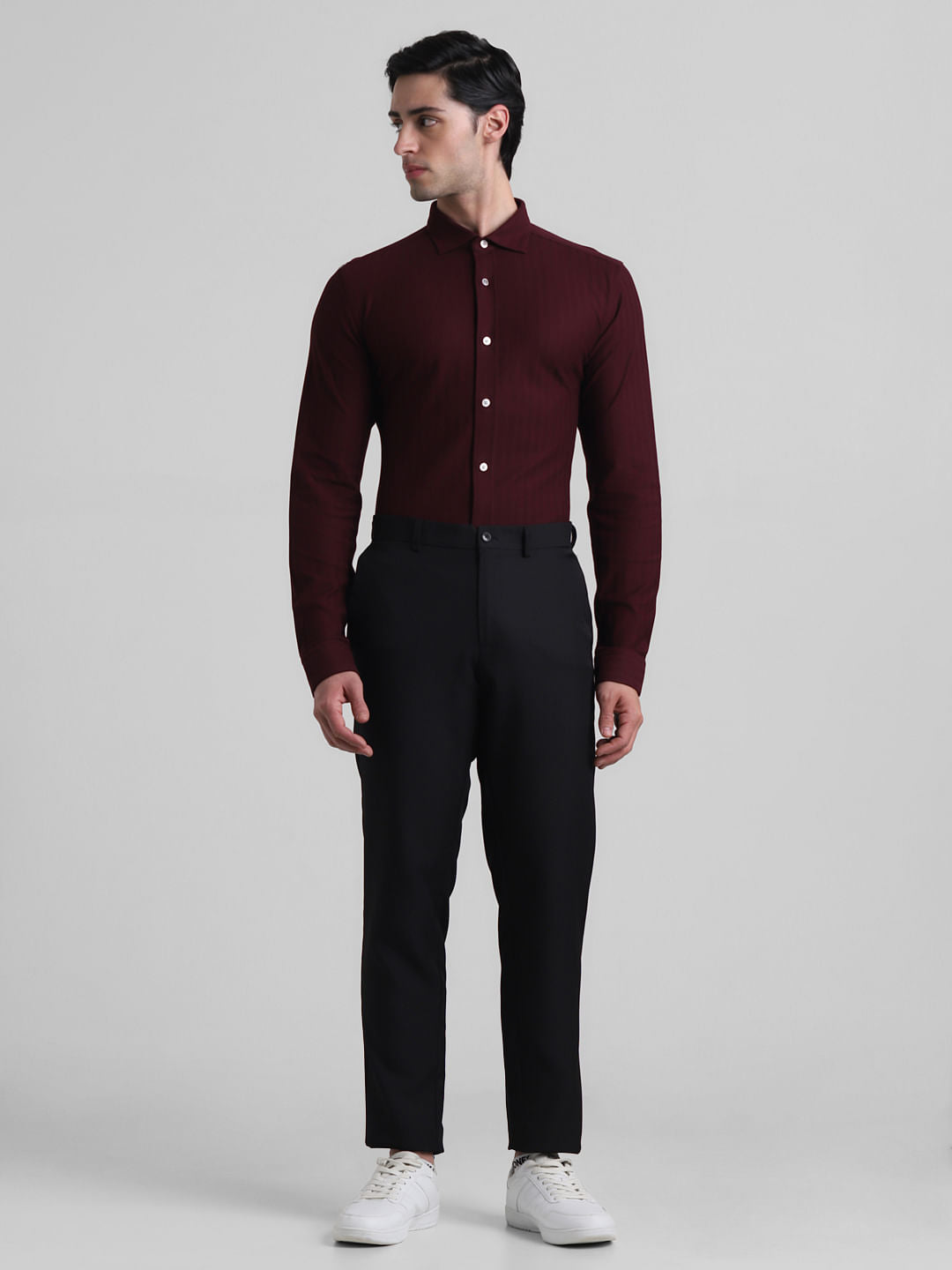 Maroon Chevron Print Knitted Shirt
