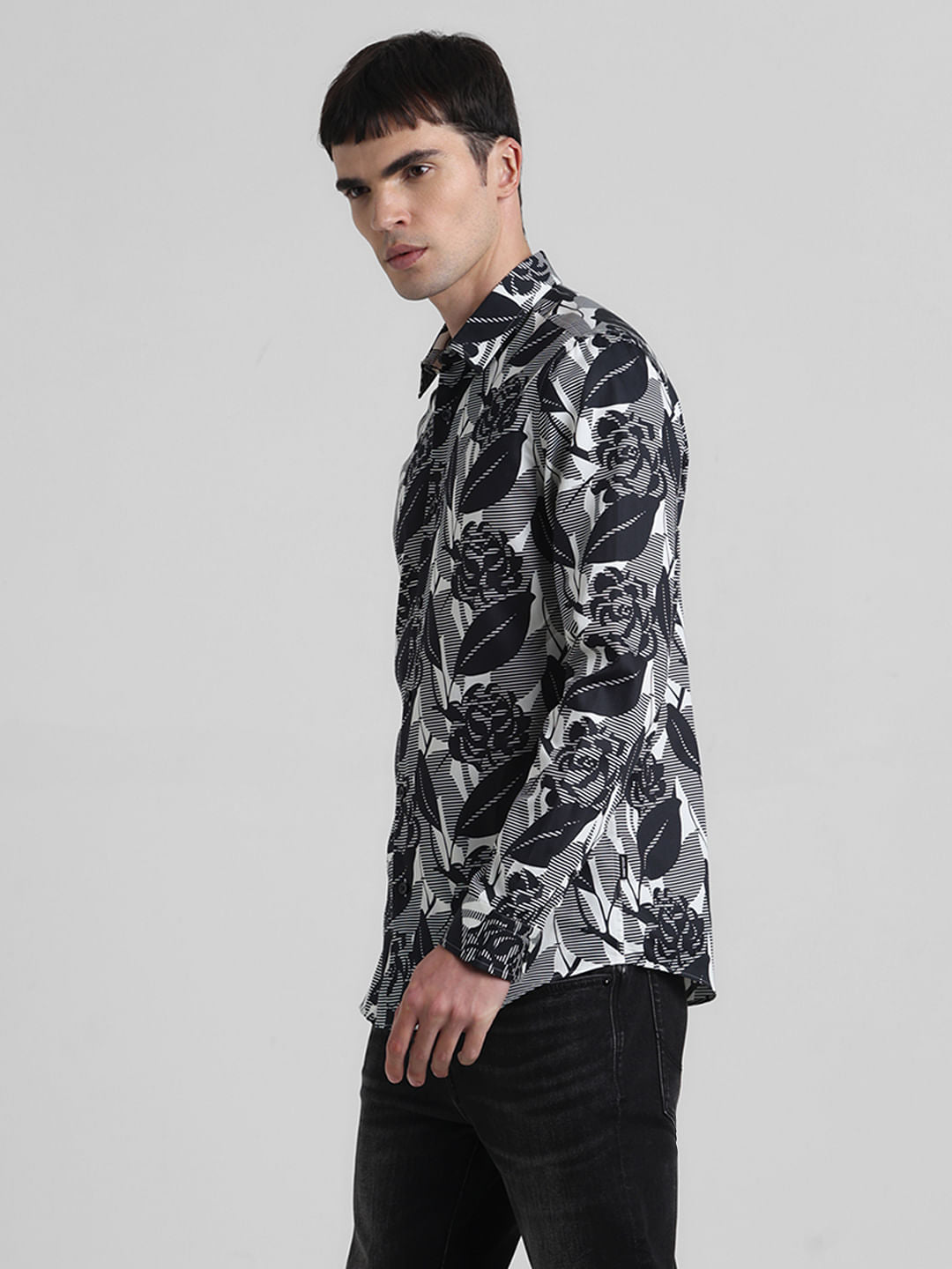 Black Abstract Print Full Sleeves Shirt