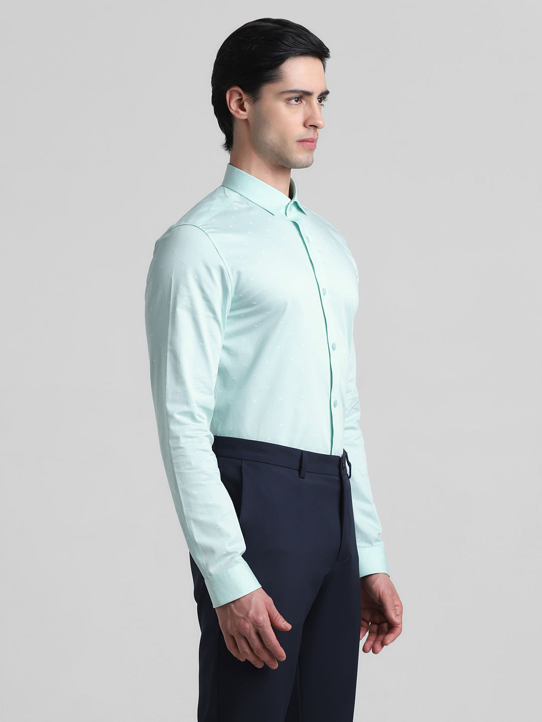 Light Green Dobby Full Sleeves Shirt