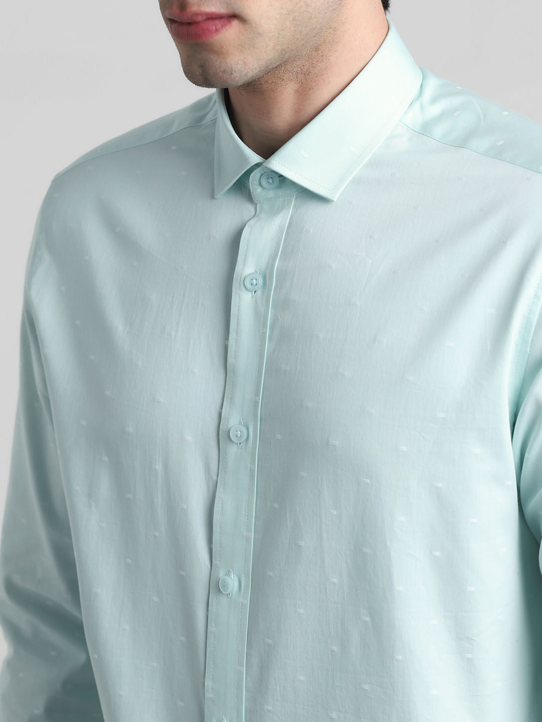 Light Green Dobby Full Sleeves Shirt