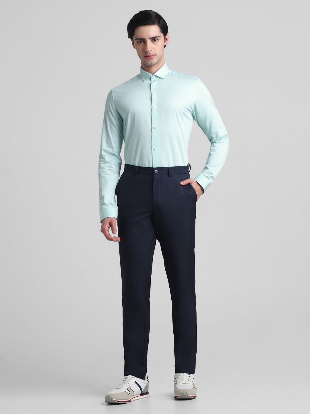 Light Green Dobby Full Sleeves Shirt