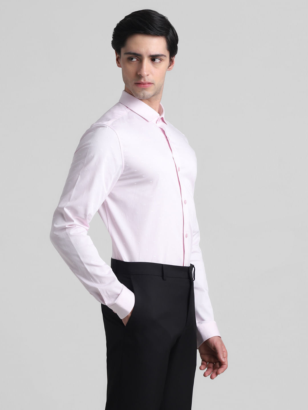 Light Pink Dobby Full Sleeves Shirt