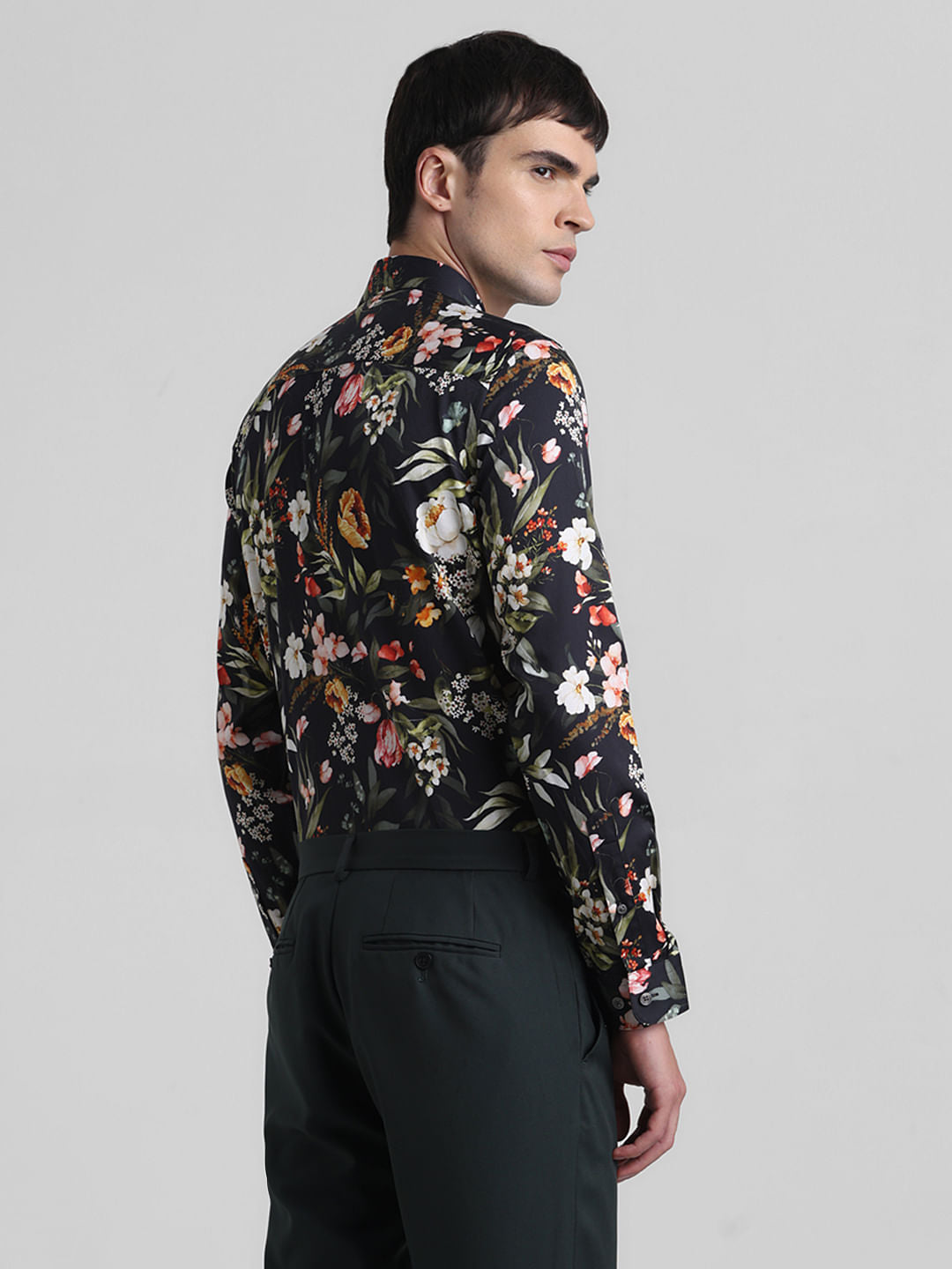 Black Floral Full Sleeves Shirt