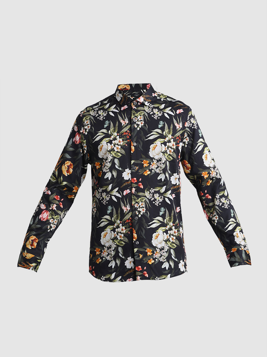 Black Floral Full Sleeves Shirt