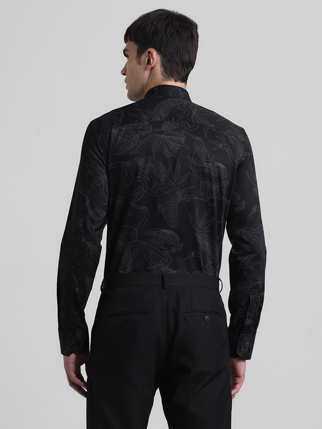 Black Abstract Print Full Sleeves Shirt