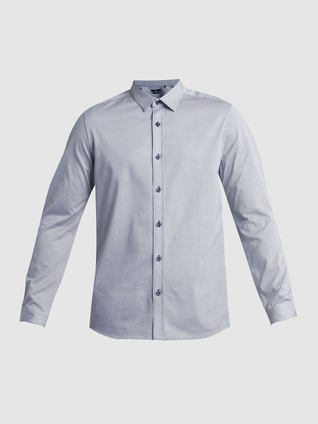 Navy Blue Printed Full Sleeves Shirt