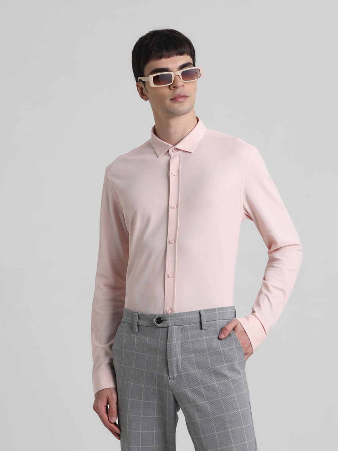 Pink Knitted Full Sleeves Shirt - XL
