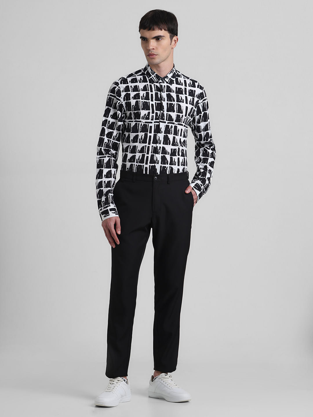 Black Check Print Full Sleeves Shirt