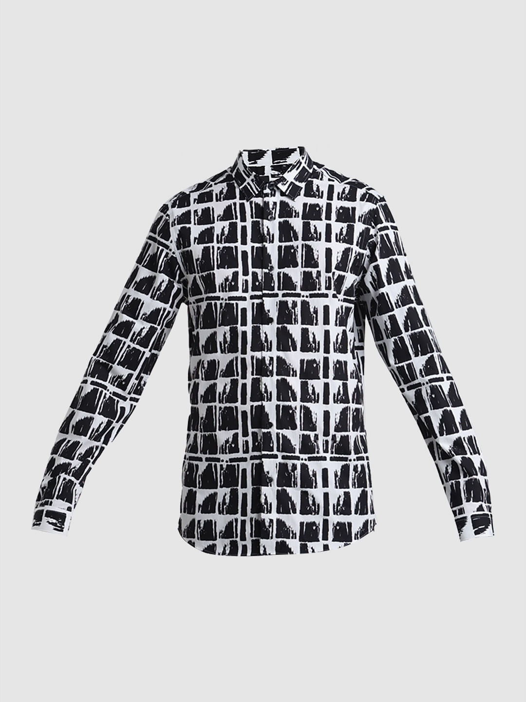Black Check Print Full Sleeves Shirt