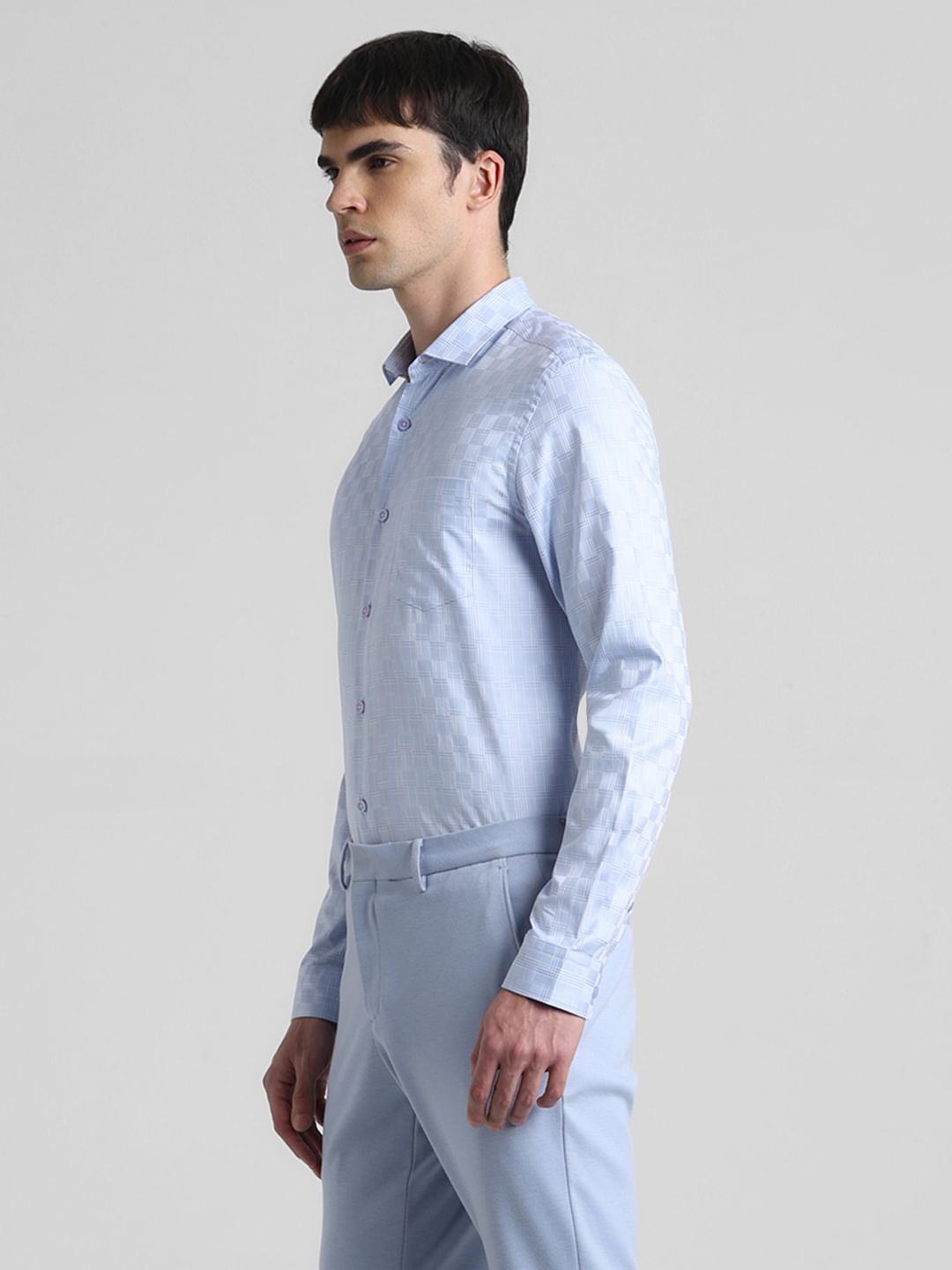 Blue Dobby Full Sleeves Shirt