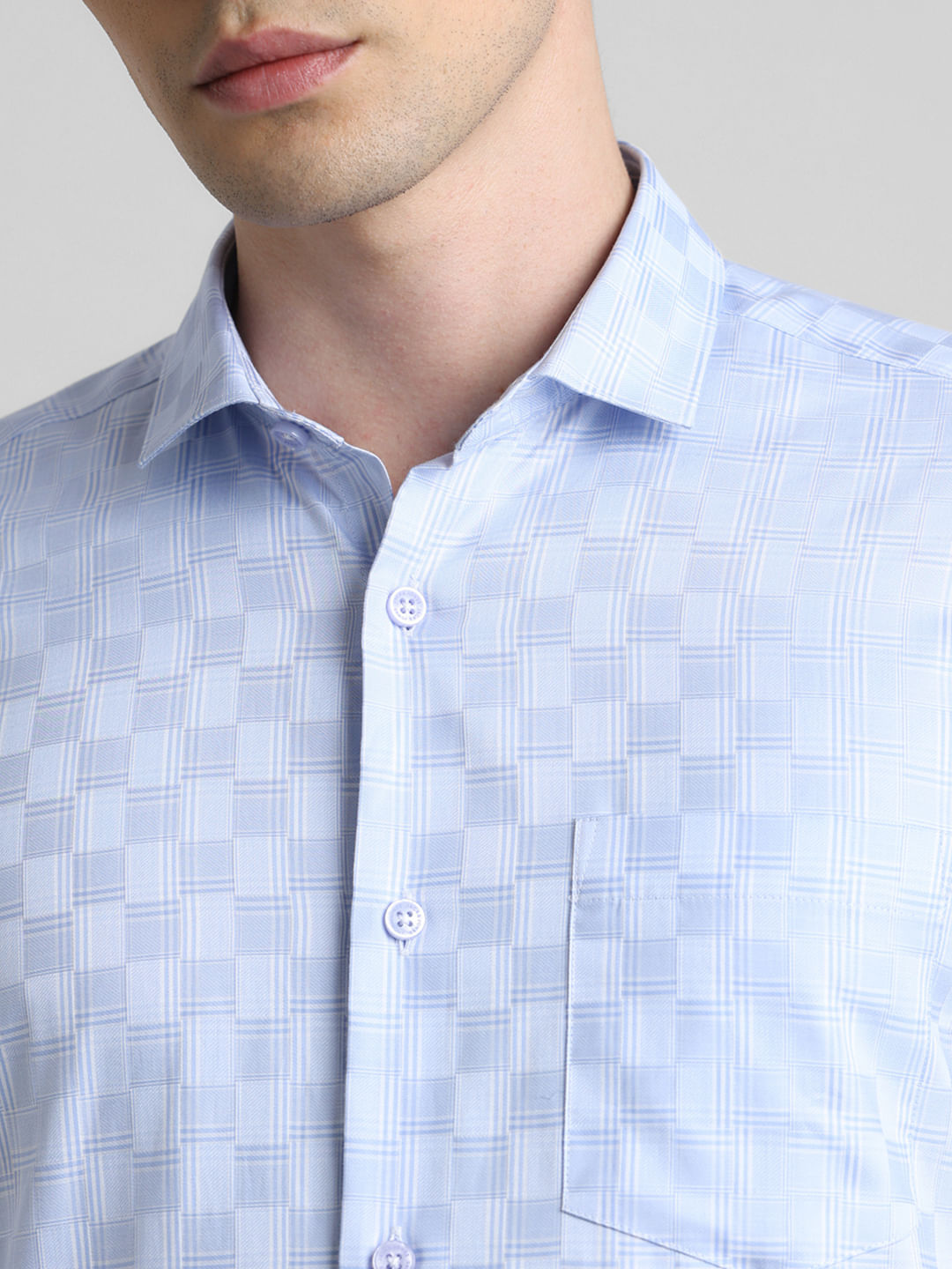 Blue Dobby Full Sleeves Shirt