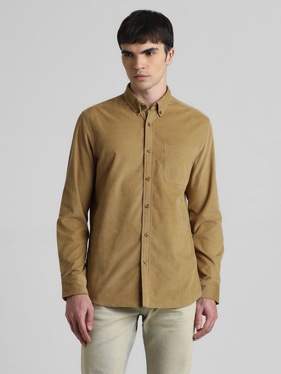 Brown Corduroy Full Sleeves Shirt
