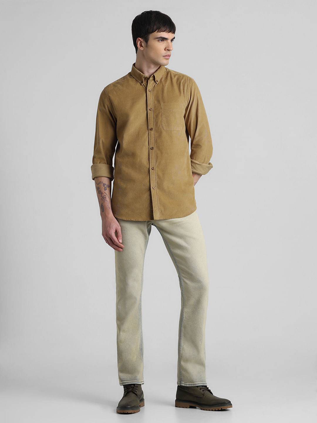 Brown Corduroy Full Sleeves Shirt